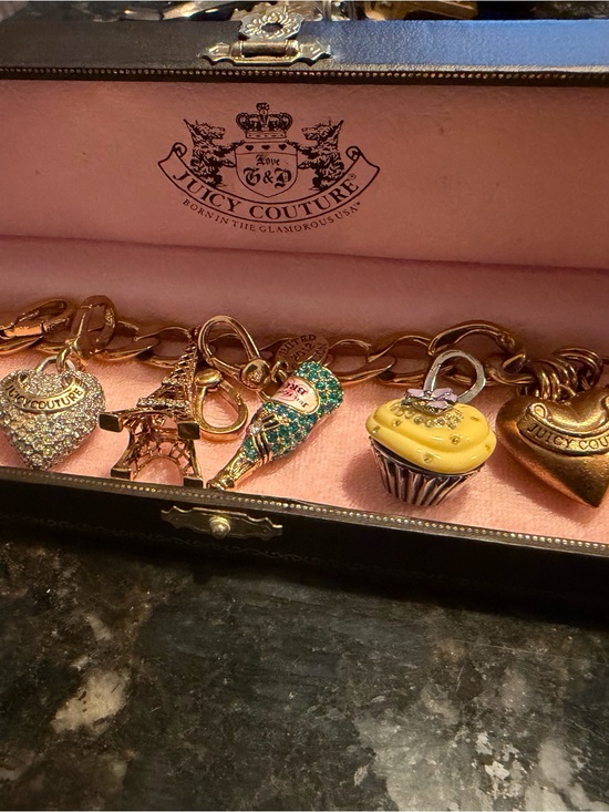 Juicy Couture Jewelry - Vintage Juicy Couture Charm Bracelet + 5 Retired Charms & Original Box- Rare Y2K